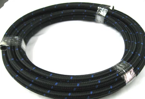 10 an Black Nylon Race Hose w/ blue stripe 30r9 ethanol e85 meth Diesel 25 ft - Foto 1 di 1