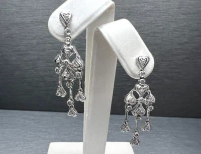 Висячие серьги из белого золота 18 карат с бриллиантами - Изображение 1 из 4