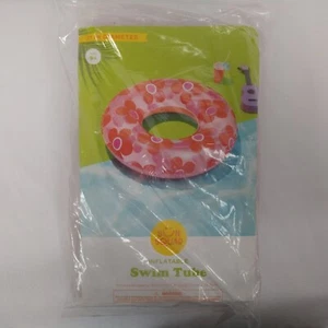 Sun Squad Inflatable Swim Tube Pink Bottom, Clear Flower Top 31" Diameter - Picture 1 of 5