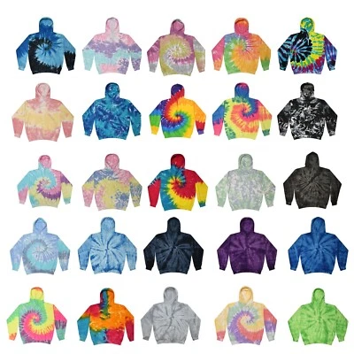 Tie Dye Multi-Color Hoodies, Adult & Kids  80% Cotton, L/S, Pockets No Zipper  - Image 1 of 4