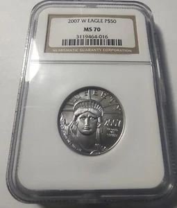 2007 W Platinum Eagle 1/2oz NGC MS70 Burnished $50 - Picture 1 of 3