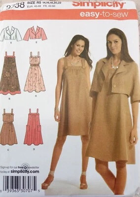 Simplicity 3738 Fashion Sew Pattern UNCUT Sun Dress Jumper Jacket 14 16 18 20 22 - Image 1 of 4