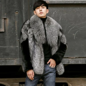 Winter American Style Mens Short Coats Faux Fox Fur Mink Fur Coat Overcoats Warm - Picture 1 of 23