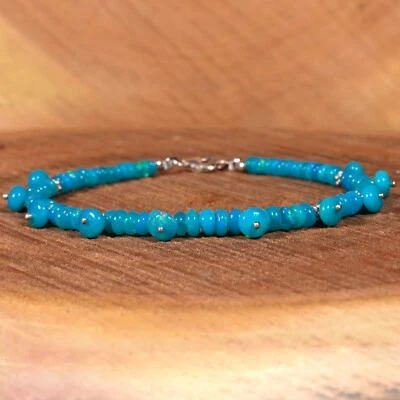 Pulsera de ópalo Paraiba, pulsera minimalista de ópalo Paraiba, pulsera de ópalo etíope Foto 1 de 4