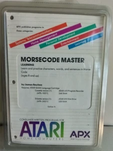Morsecode Master; Atari 400/800/XL/XE Disk w/manual APX-20211; Plastic Cover - Picture 1 of 2