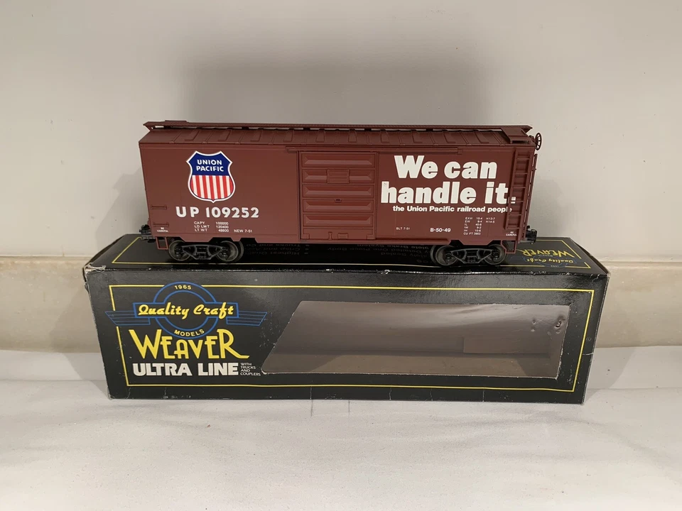 WEAVER 3-RAIL UNION PACIFIC WE CAN HANDLE IT 40’ PS-1 BOXCAR! O SCALE FREIGHT - Image 1 of 1
