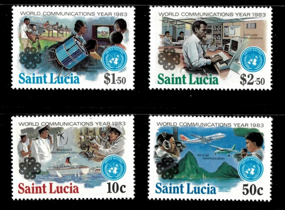 St. Lucia 1983 - World Communications Year - Set of 4v - Scott 607-10 - MNH - Image 1 of 1