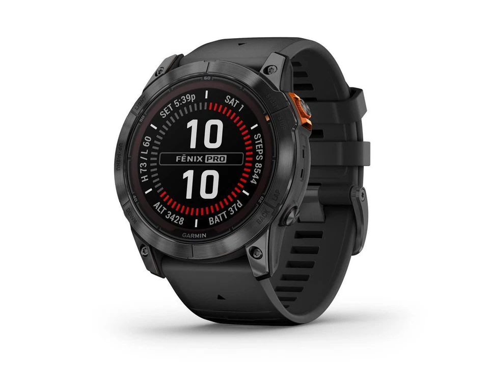 Garmin fenix 7X Pro – Solar Edition, Slate Gray with Black Band | Solar Charging - Image 1 of 4