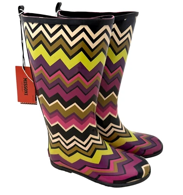 Missoni for Target Wellington Boots Girls 3 Youth Multi ZigZag Chevron New - Image 1 of 4