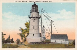 Two Lights Lighthouse Cape Elizabeth Portland Maine 1920s postcard - Picture 1 of 2
