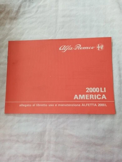 Allegato al libretto uso e manutenzione Alfa Romeo 2000 LI America - Immagine 1 di 1