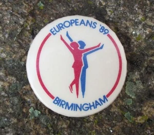 1989 European Championships Birmingham Figure Skating Ice Skate Pin Badge - Picture 1 of 2