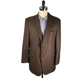 Murano Sport Coat Mens 44L Brown Check Worsted Wool Cashmere Two Button Dillards - Picture 1 of 11