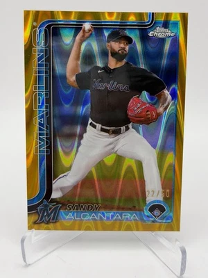 2025 Topps Chrome - Sandy Alcantara #126 Gold RayWave Refractor /50 Marlins ACE - Image 1 of 3
