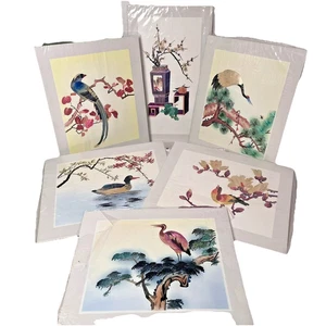 Juego de 6 cuadros artísticos vintage asiáticos de bambú y seda China PRC decoración de pared - Imagen 1 de 24