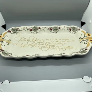 Grasslands Road Serving Platter Rectangular Thank You God Everything Emboss Long - Picture 1 of 13