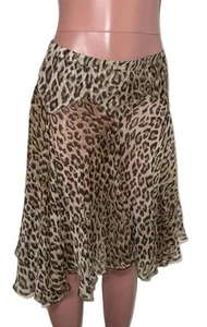 Dolce & Gabanna braun Leopardenmuster 28/42 Italy transparent fließend Midirock neu mit Etikett Seide - Bild 1 von 3