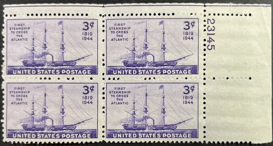 U.S. Scott #923, P.B. of 4, First Atlantic Steam Crossing 125th Anniv, F-VF, MNH - Image 1 of 2