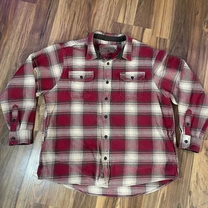 Orvis Heavyweight Double Brushed Red Plaid Long Sleeve Flannel Shirt Men’s 2XL - Picture 1 of 9