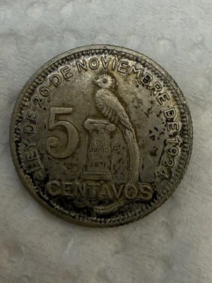 1920 Guatemala - 5 Centavos -- Silver Coin .720 - Image 1 of 2