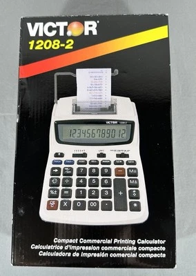 Victor 1208-2 Printing Calculator, 2-Color Black/Red Print, Manual & Adapter - Image 1 of 4