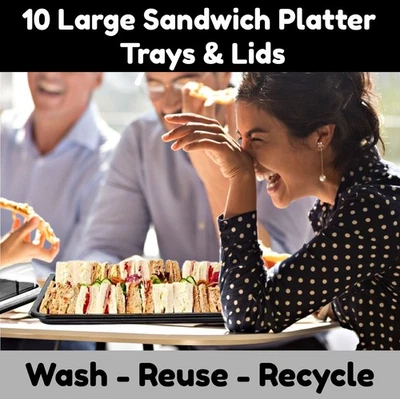 Caterline 10 Large Reusable Food Platters with Lids. Catering Buffets Parties - Image 1 of 4