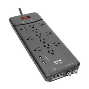 SALE! Tripp Lite TLP128TTUSBB Protect It! 12-Outlet Surge Protector, 8 ft. Cord - Picture 1 of 9