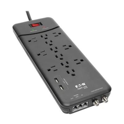 SALE! Tripp Lite TLP128TTUSBB Protect It! 12-Outlet Surge Protector, 8 ft. Cord - Image 1 of 4