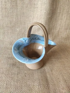 Vintage Flower Basket Vase Signed CR Cyril Ruffles Holkham Pottery Norfolk  - Picture 1 of 24