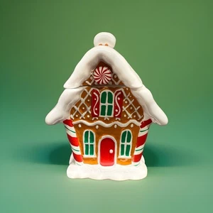 Vintage Christmas Ceramic Gingerbread House Cookie Jar Canister Telefloral 8.5” - Picture 1 of 10