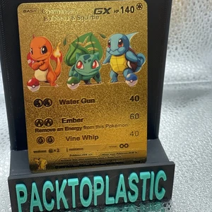 Charmander, Bulbasaur & Squirtle GX Gold Foil Fan Art Pokemon Textured  3/99 P2 - Picture 1 of 2