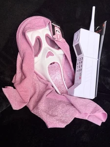 Scream Ghost Face Rosa Glitzer Maske Fun World Ghostface mit Vintage Telefon Requisite - Bild 1 von 11
