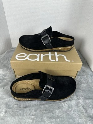 Zapatos de mula Earth para mujer talla 7,5 negro gamuza cuero borras modelo nuevos Foto 1 de 4