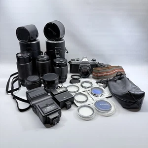 Kit de cámara fotográfica Asahi Pentax K1000 35 mm - 6 lentes, 2 flashes, filtros, probado - Imagen 1 de 14