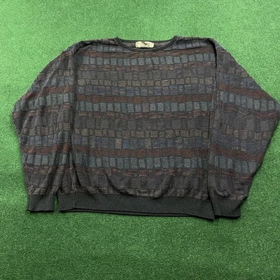 Sudadera tejida a rayas vintage para hombre grande gris años 90 Y2K Cosby suéter abstracto Foto 1 de 4