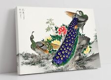 NUMATA KASHU, PEACOCK AND PEONY -CANVAS WALL ART PICTURE PRINT