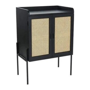 3R Studios Bar Cabinets 35.8"Hx25.6"Wx16.1"D Modern Black Wood N' Metal Bar - Picture 1 of 10