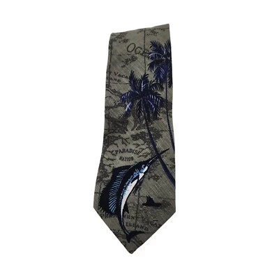 Corbata Tommy Bahamas Marlin Para Hombre 59x4 Gris Azul Seda Náutica Paradise Nation Foto 1 de 4