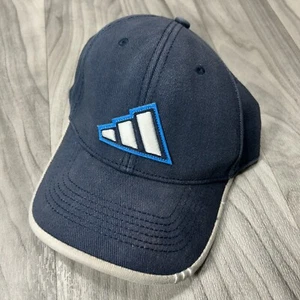 Adidas Mütze Kappe gesticktes Logo blau weißer Rand Größe Large 7 1/4 tailliert - Bild 1 von 7