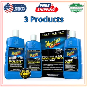 Meguiar's Marine/RV Fiberglass Restoration System,Boat Repair Kit Polish&Wax Set - Picture 1 of 9