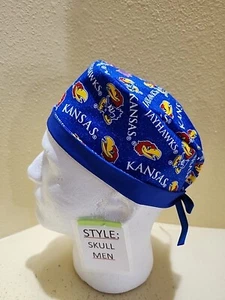 Kansas University Jayhawks Tossed Men's Skull/Chemo Surgical Scrub Hat/Cap - Picture 1 of 7