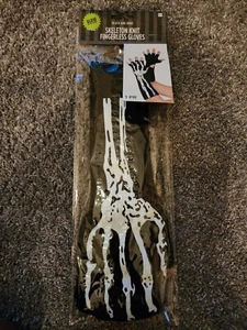 Suit Yourself Costumes Glow In The Dark Fingerless Skeleton Gloves - Picture 1 of 1