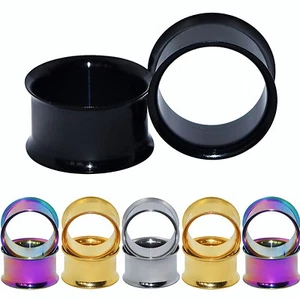 Paar Edelstahl Ohr Flesh Tunnel Messgeräte Double Flared Ohrstecker Ohrringe - Bild 1 von 13