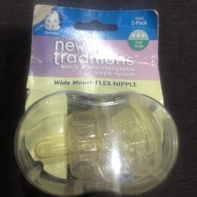 Pezón flexible boca ancha Gerber New Traditions paquete de 2 flujo medio 78444 Foto 1 de 4