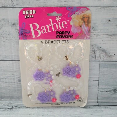 Vintage 90s Barbie Party Favor Supplies (4) Bracelets Reed Paper 1990 NOS  - Image 1 of 4