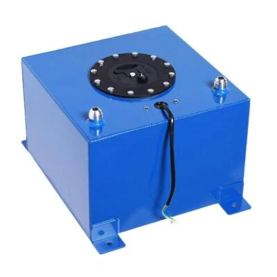 Caja de aceite de tanque de pila de combustible de aluminio de 5 galones + transmisor de nivel de combustible azul Foto 1 de 4