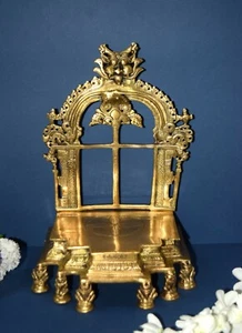 Messing Yali Singhasan Vintage Kirtimukha Thron mit abnehmbarem Prabhavali EK983 - Bild 1 von 12