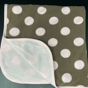 Carters Brown Baby Blanket Pink Large Polka Dots 2 Layer Lovey Security 28 x 28"