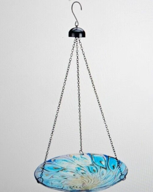 11-дюймовая подвесная стеклянная ванна для птиц с павлином - Изображение 1 из 1