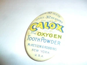 CALOX TOOTH POWDER POCKET MIRROR McKesson & Robbins NY OVAL 2.75/1.75 GOOD - Picture 1 of 4